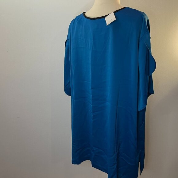 The Limited Women's Mykonos Blue Plus Size Tulip Sleeve Beaded Top - Size 2X NWT - Picture 4 of 6